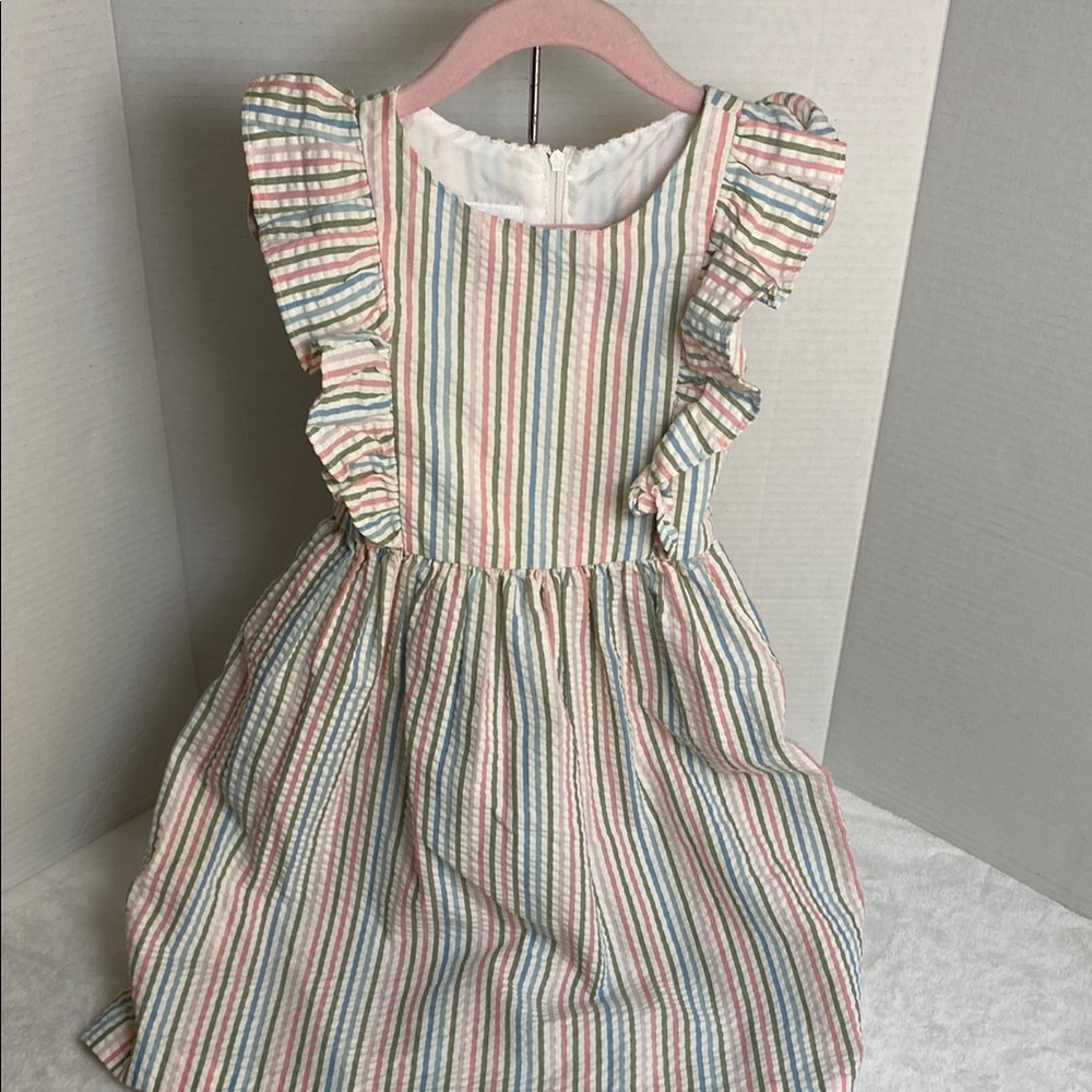 Bonnie Jean Striped Ruffle Sleeve Kids Dress Size 6